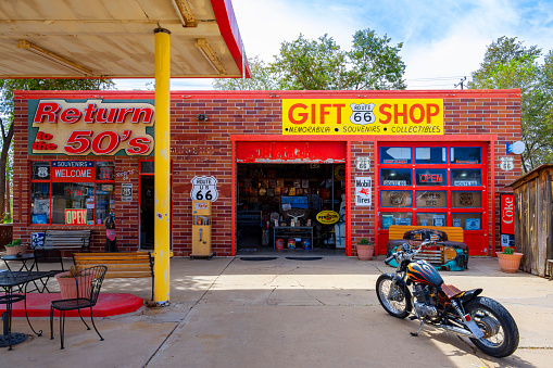 Seligman, Arizona, United States - September 22, 2023: Exterior of Route 66 Gift Shop