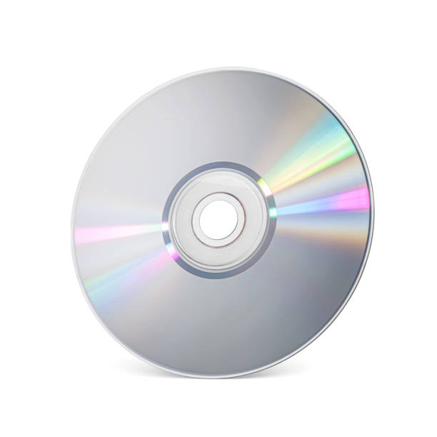 istock CD or DVD ROM disk for music, video, movie or data storage isolated on white. 2060753380