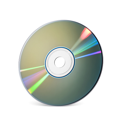 DVD-RW, CD-RW rewritable disk for music, video, movie or data storage isolated on white background.