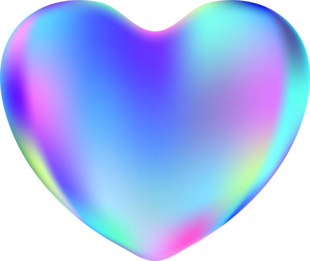 istock Holographic heart. Fluid liquid chrome heart shape. 3d y2k 2060755012
