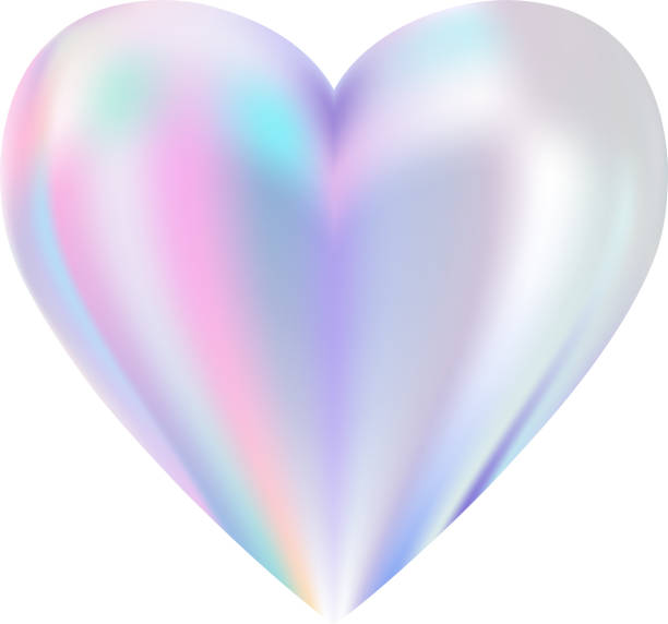 istock Holographic heart. Fluid liquid chrome heart shape. 3d y2k 2060755106