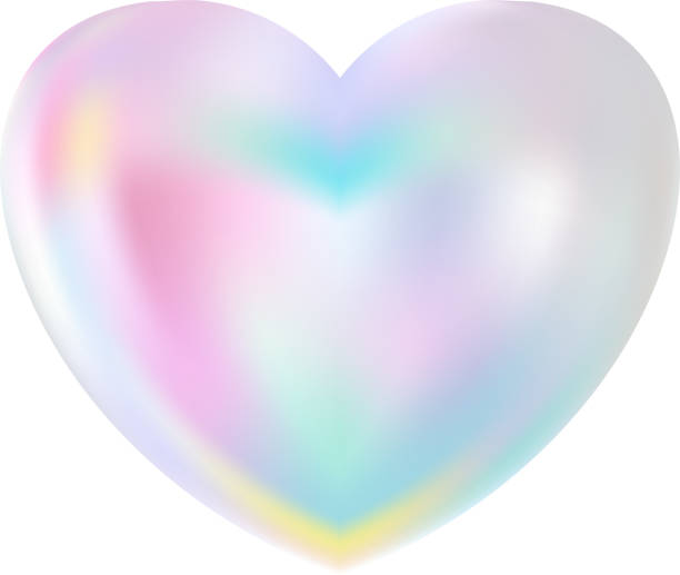 istock Holographic mother-of-pearl heart. Opal heart shape. Magic love talisman. 2060755183