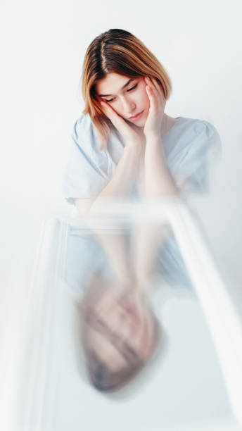 istock Mental disorder woman distorted mirror reflection 2060757863