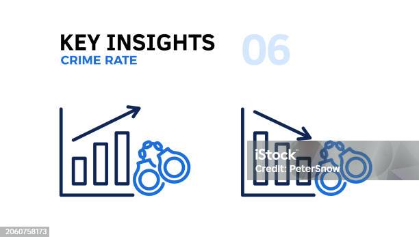 View Crime Graph Icon Crime Rate Trends Analysis Handcuffs With Graphs Going Up And Down With ...