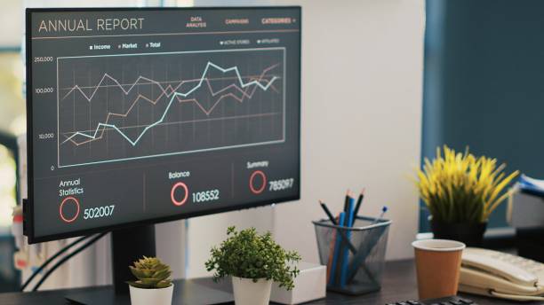 istock Economic annual revenue report on notebook in workspace with accessibility 2060758298