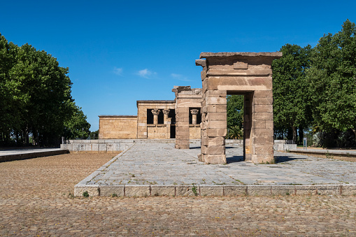 Templo de Debod in Parque del Oeste in Madrid Spain dates back 2,200 years. It was sent, block by block, by the Egyptian government in 1968