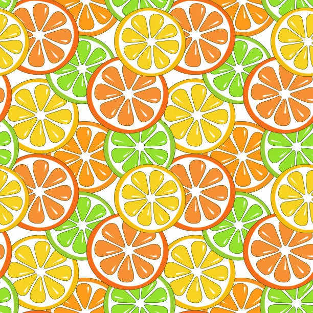Vector illustration of Citrus slices colorful seamless vector pattern