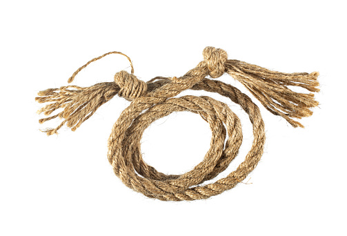 Old Dirty Rope Isolated on White Background.