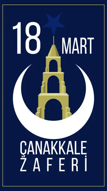 Vector illustration of 18 mart Canakkale Zaferi or Canakkale Victory and Martyrs' Day concept