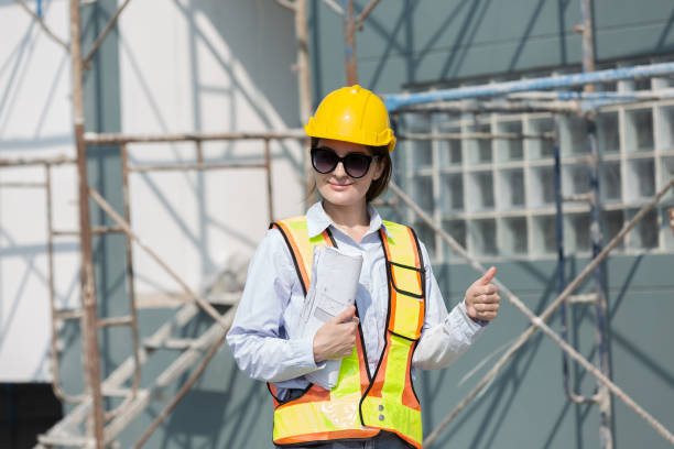 istock Foreman builder woman at construction site. Foreman construction woman working at construction site 2060793673