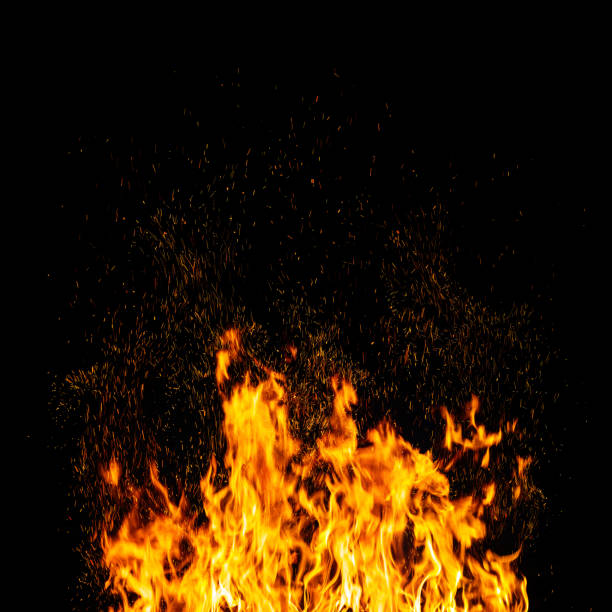 istock Blazing flame isolated on black background 2060813565