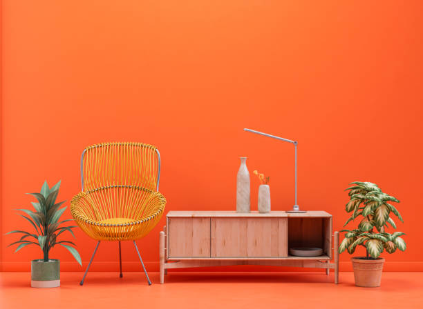 istock Empty room with furniture. Colorful interior room with empty wall. 3d rendering 2060818380