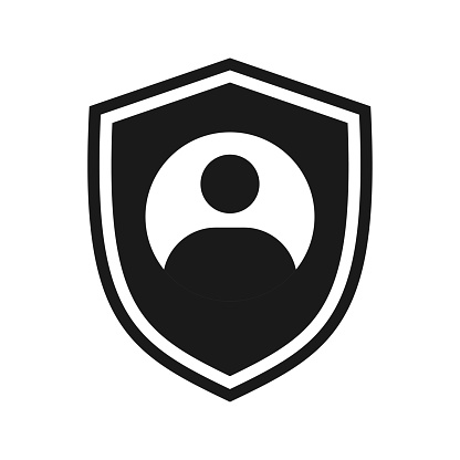 Shield icon with avatar. Vector illustration