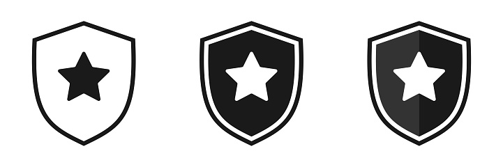 Shield with a star. Set of vector illustrations