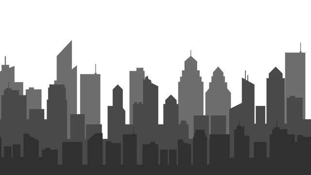 Silhouette of a modern city with alpha channel (transparent background)
