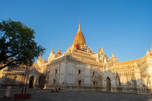 Panoramic view of Bangkok Thailand pagoda at Wat Saket, or Golden Mount. The famaus tourist attraction place in central bangkok Thailand