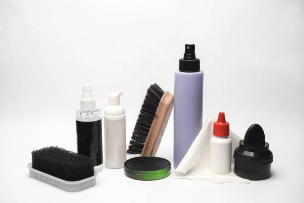 Shoe care products or accessories on a white background
