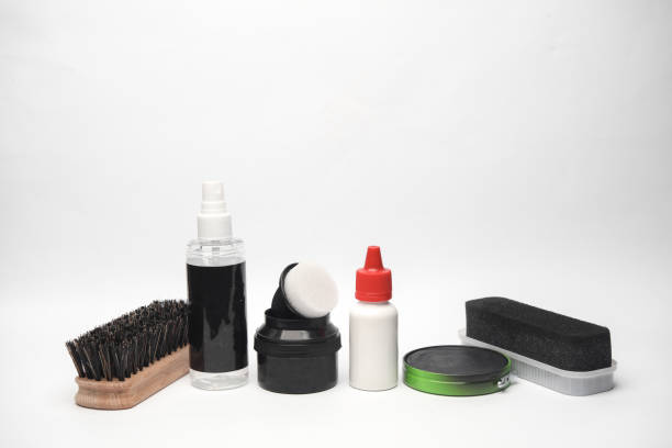 istock Shoe care products and accessories on a white background 2060851681