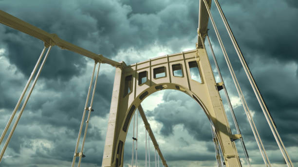 Rachel Carson Bridge Overcast stock photo