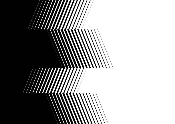 Vector illustration of Vector abstract black to white grids thin broken lines trendy transition Toned image background