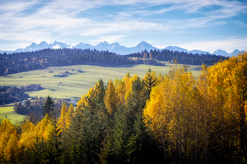 Holidays in Poland - fall view of the Tatra Mountains from Niedzica in Spisz region