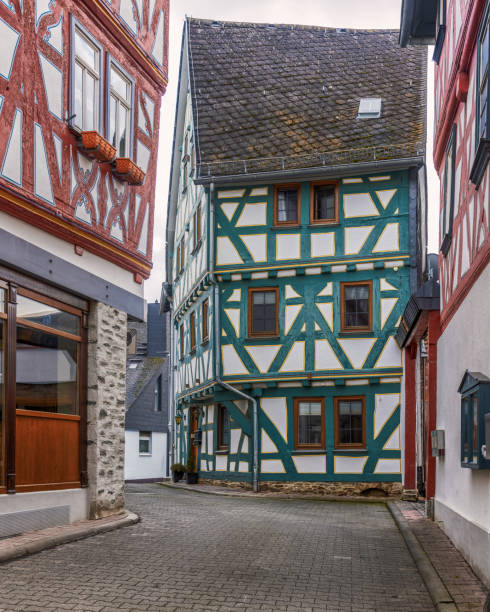 Typical medieval german colorful half-timbered house in beautiful fairytale in Germany