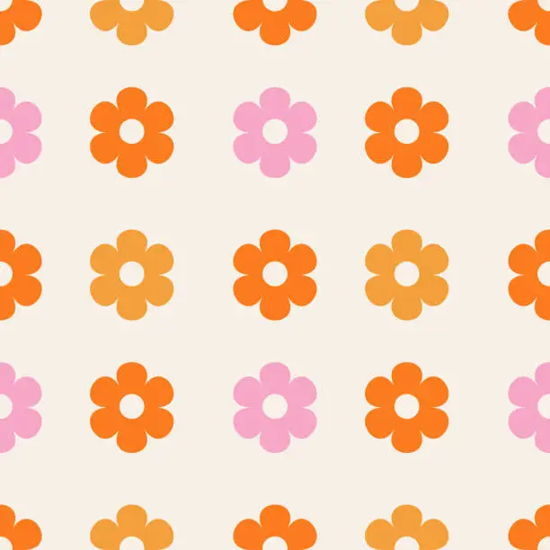 Vector illustration of Hippie pattern with flowers