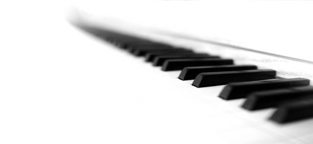 istock Bright White Piano Keys on Old Piano Close up High Toned Panoramic 2060883349
