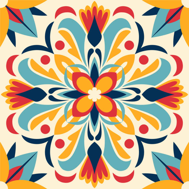 mexikanisches fliesenmuster - spanische kultur stock-grafiken, -clipart, -cartoons und -symbole