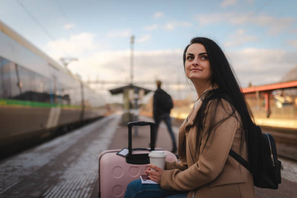 istock Young businesswoman waiting for her train 2060893936