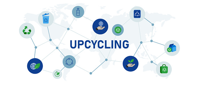 icon upcycling for reuse material recycling environment ecology conservation zero waste vector