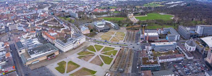 View from the New Town Hall on the Market Church and city center of Hannover, Lower Saxony, Germany.