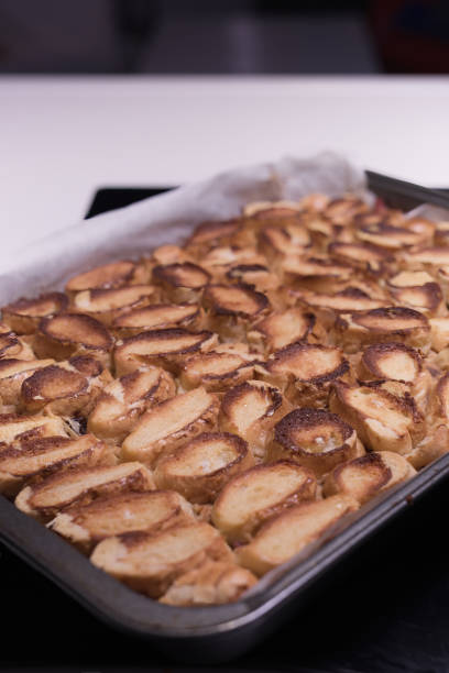 istock Traditional Czech baked roll apple sweet meal with white egg snow 2060918732