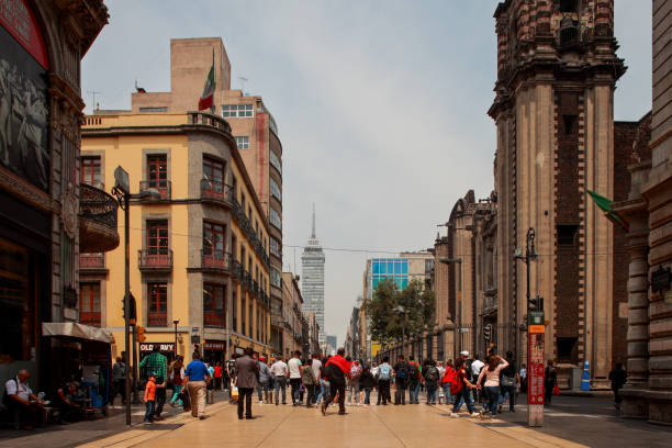 MEXICO CITY, MEXICO - APRIL 24 . 2019: Madero Street in Down Town is a commercial landmark