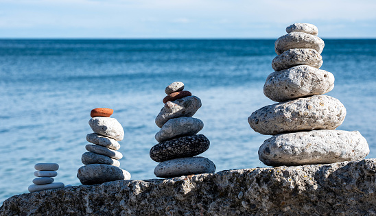 Stone balanced near a beach