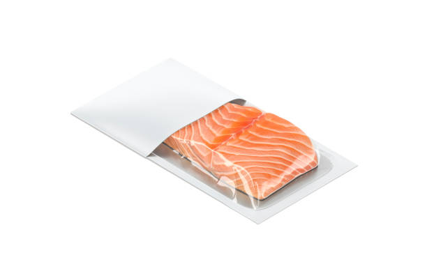 istock Blank transparent pack with white label for salmon mockup, isolated 2060970394