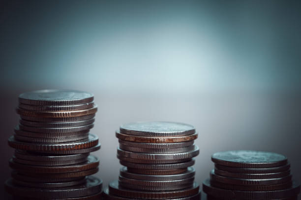 istock Stack of coins with filter effect retro vintage style and shallow depth of field 2061015646