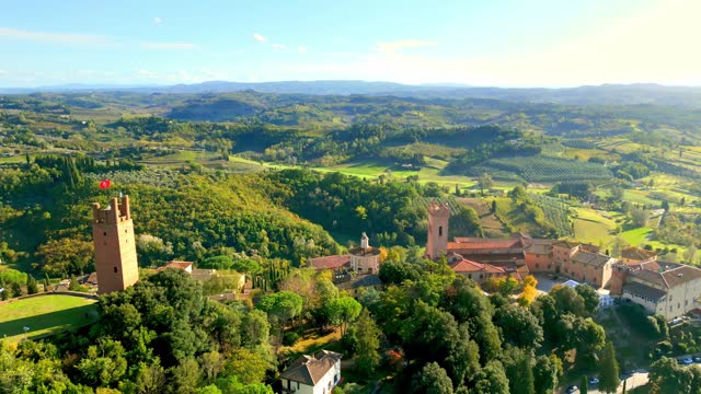 San Miniato, Tuscan medieval town from drone