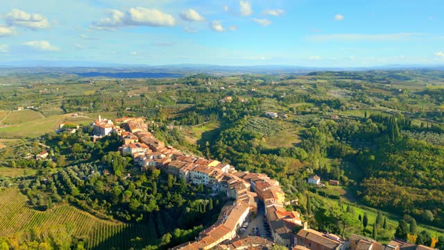 San Miniato, Tuscan medieval town from drone
