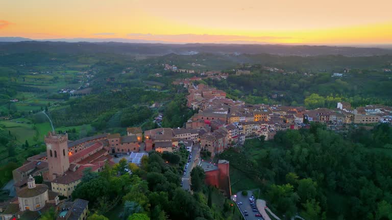 San Miniato, Tuscan medieval town from drone