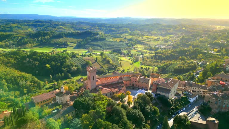 San Miniato, Tuscan medieval town from drone