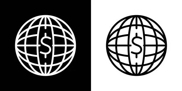 Vector illustration of Globe icon with dollar.