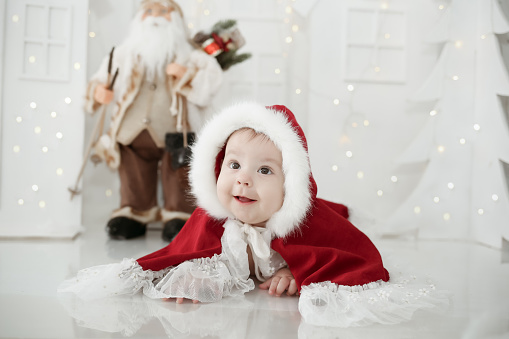 adorable baby posing with christmas theme