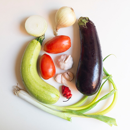 Various vegetables iolated on white without shadow. 