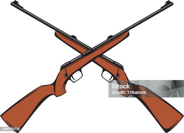 Crossed Rifles With Reath Crossed Hunting Rifles Color Stock Illustration - Download Image Now ...