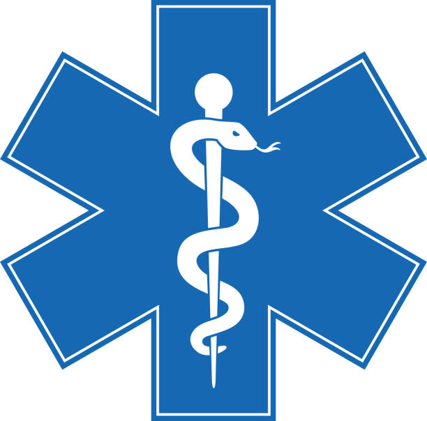 ilustraciones, imágenes clip art, dibujos animados e iconos de stock de estrella de la vida con vara de asclepio.
signo médico. serpiente caduceo con palo. vara de asclepio. símbolo de emergencia. - ambulancia