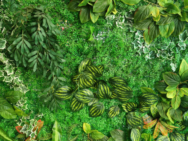 istock vertical interior gardening with artificial plants close-up, eco-design concept 2061117833
