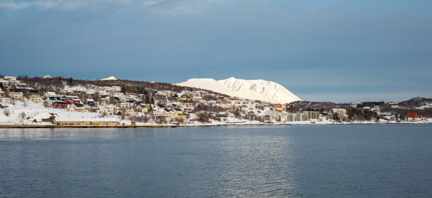 Scenic panoramic image of the northern part of the town of Harstad in northern Norway.