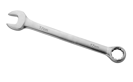 17mm wrench isolated on white with clipping path included