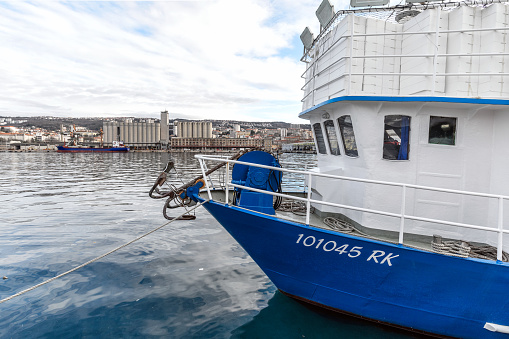 Fishing boat tied up in the port of Rijeka, Croatia